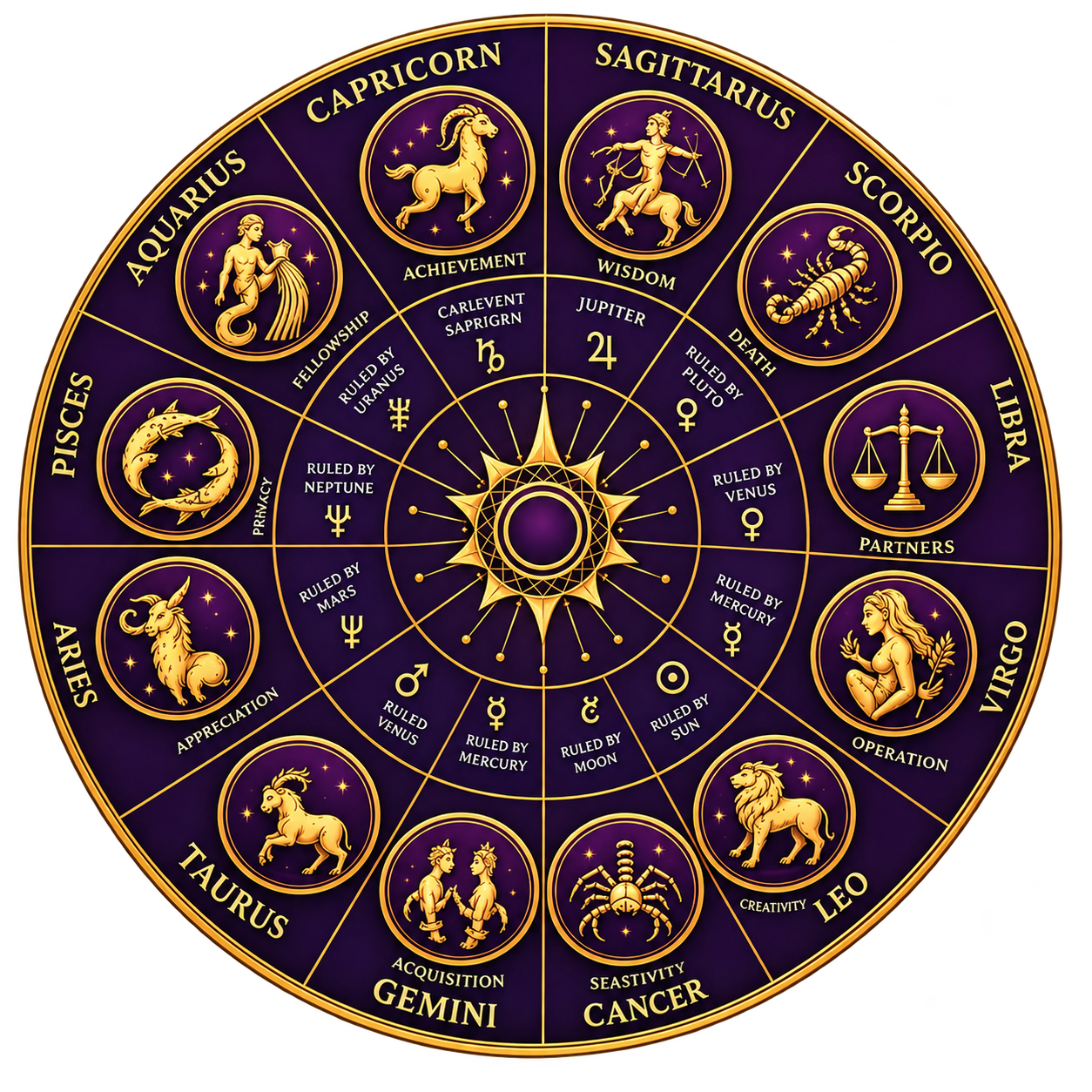 Zodiac wheel and numerology